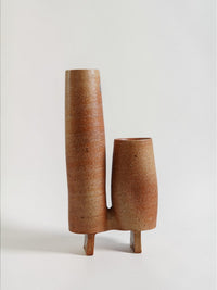 Thumbnail of Vintage Shigaraki Handmade Conjoined Totem Bud Vases