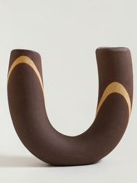 Thumbnail of Vintage Japanese U-Shaped Double Bud Ikebana Vase