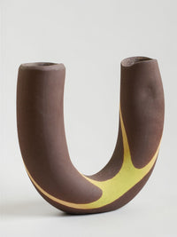 Thumbnail of Vintage Japanese U-Shaped Double Bud Ikebana Vase