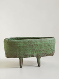 Thumbnail of Vintage Japanese Green Glazed Suiban Style Ikebana Vessel