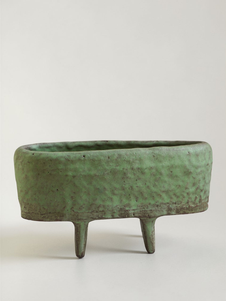 Vintage Japanese Green Glazed Suiban Style Ikebana Vessel