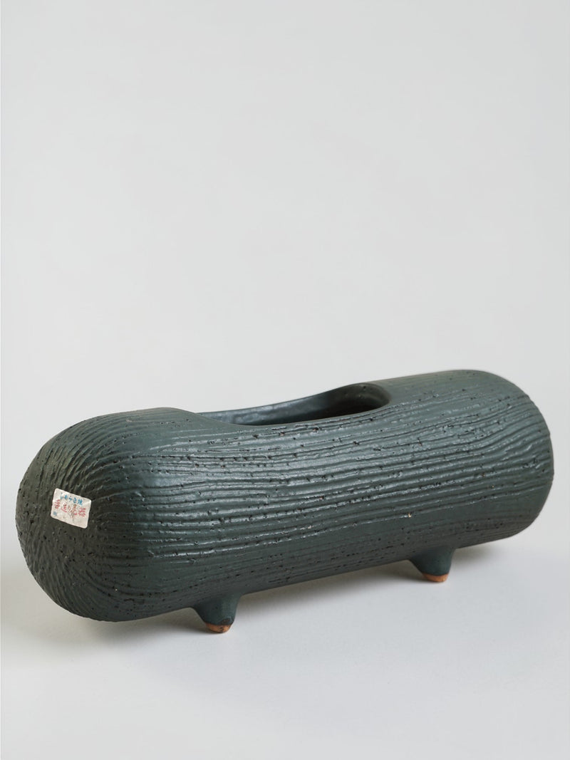 Vintage Shigaraki Ware Log Form Ikebana Vessel