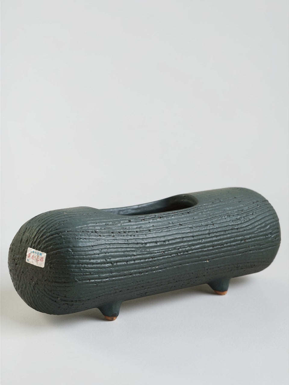 Vintage Shigaraki Ware Log Form Ikebana Vessel