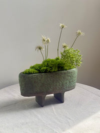 Thumbnail of Vintage Japanese Green Glazed Suiban Style Ikebana Vessel