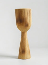 Thumbnail of Vintage Fluted Pedestal Ikebana Vessel in Mustard Glaze