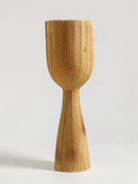 Thumbnail of Vintage Fluted Pedestal Ikebana Vessel in Mustard Glaze